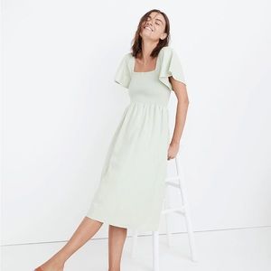 Petite Linen-Blend Lucie Smocked Midi Dress